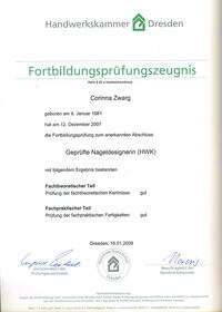 Fortbildungszeugnis HWK 2007